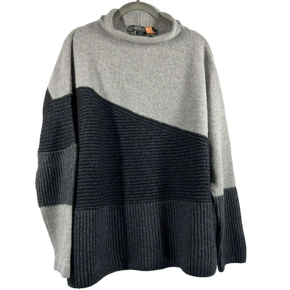 French Connection Womens Sweater Large Boxy Funnel Neck Wool Blend Pullover Knit